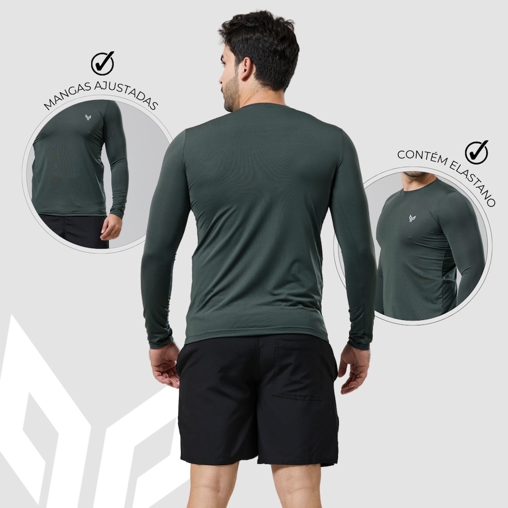 Imagem 4 do produto Kit 2 Camisa Térmica Masculina Manga Longa com Proteção UPF50 Performance Wear
