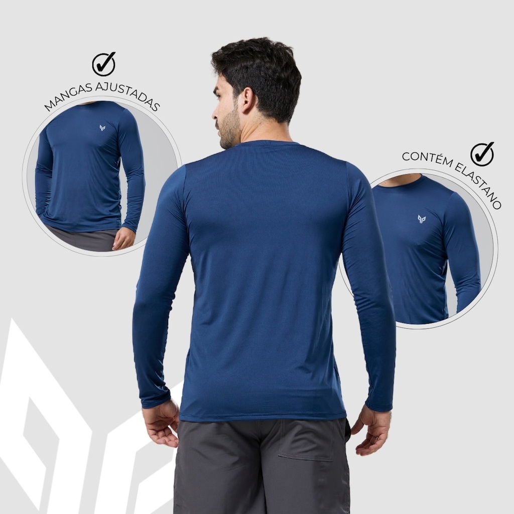 Imagem 4 do produto Kit 2 Camisa Térmica Masculina Manga Longa com Proteção UPF50 Performance Wear