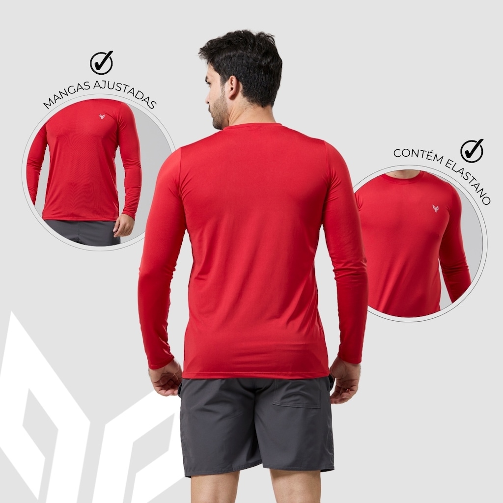 Imagem 4 do produto Kit 2 Camisa Térmica Masculina Manga Longa com Proteção UPF50 Performance Wear