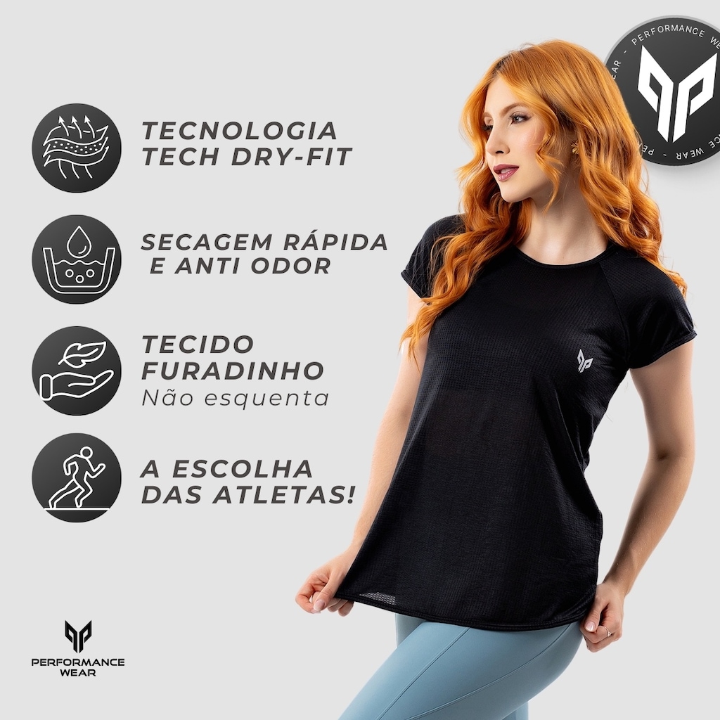 Imagem 2 do produto Camiseta Dry Fit Feminina Academia Básica Performance Wear