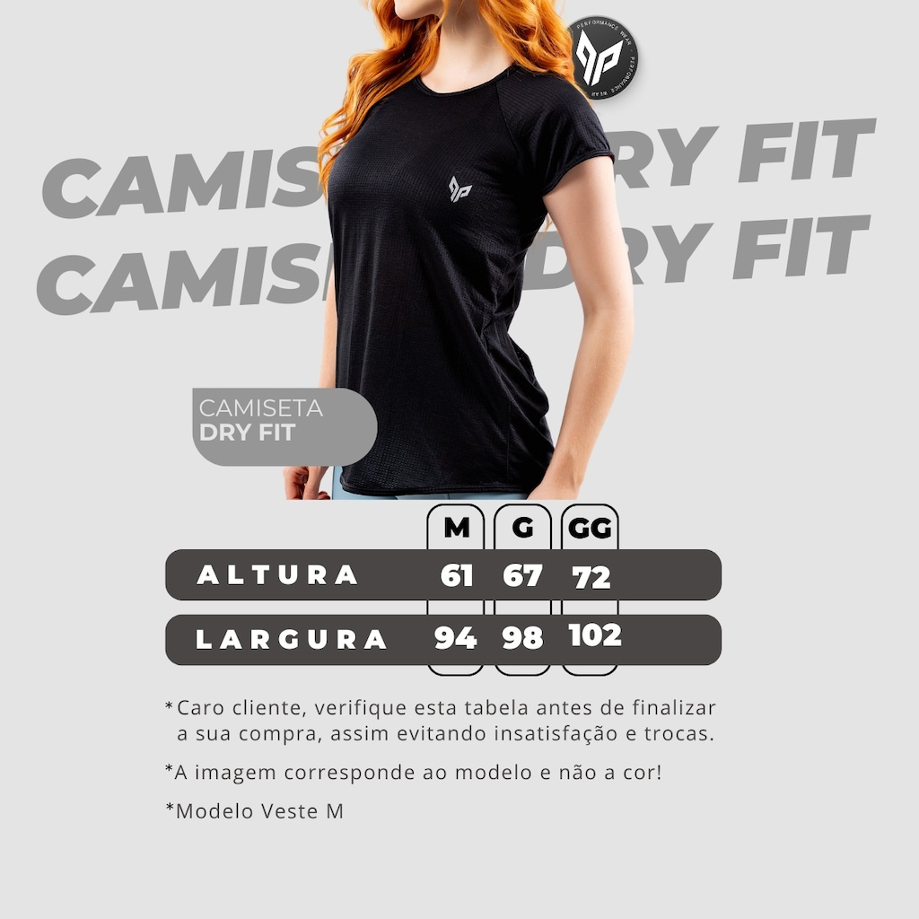 Imagem 5 do produto Camiseta Dry Fit Feminina Academia Básica Performance Wear
