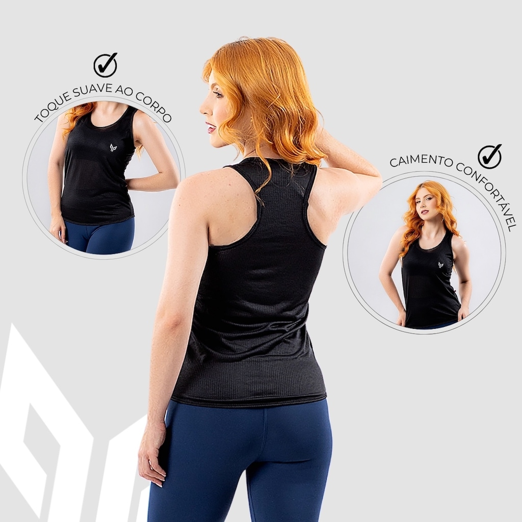 Imagem 4 do produto Camiseta Regata Feminina Academia Dry Fit Blusa Fitness Performance Wear