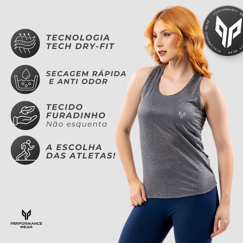 Imagem 2 do produto Camiseta Regata Feminina Academia Dry Fit Blusa Fitness Performance Wear