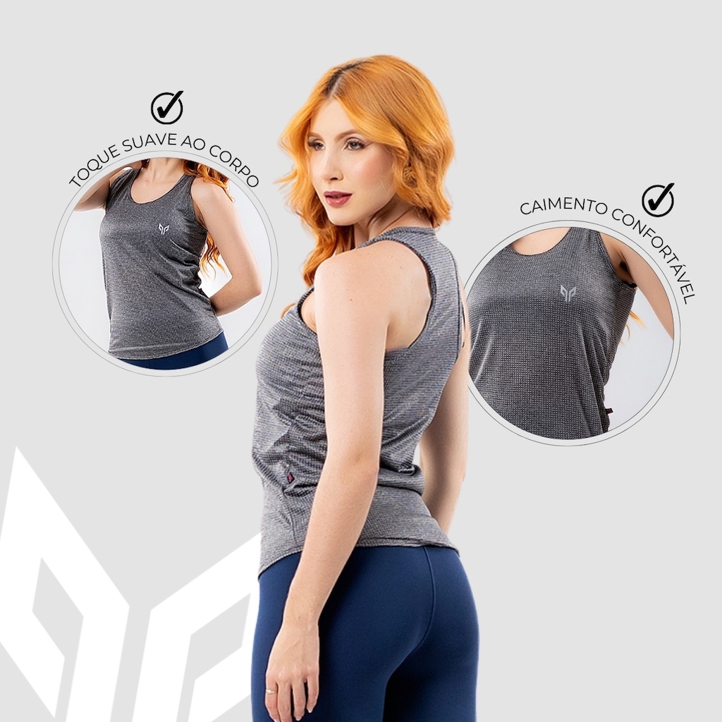 Imagem 4 do produto Camiseta Regata Feminina Academia Dry Fit Blusa Fitness Performance Wear