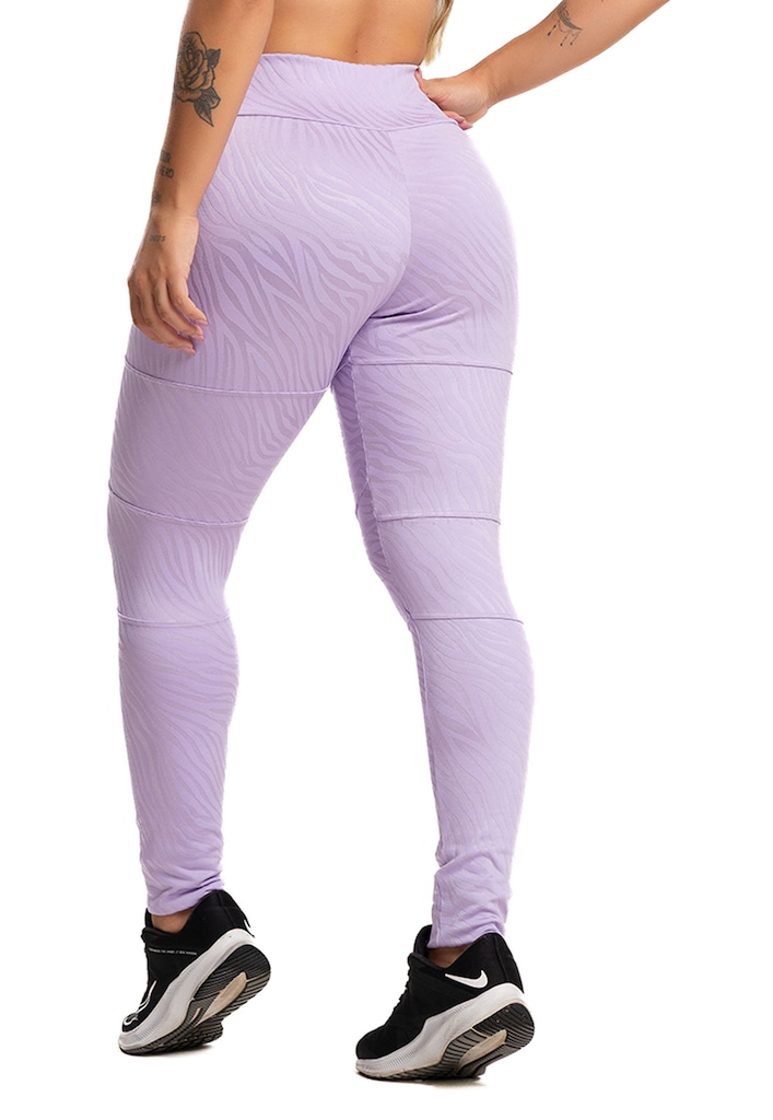 Imagem 2 do produto Calça Legging MVB Modas Cintura Alta Recortes Texturizada Jacquard Feminina