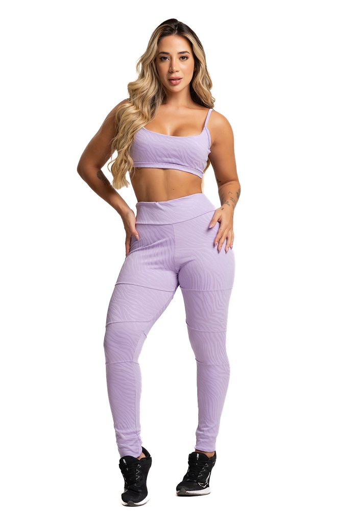 Imagem 3 do produto Calça Legging MVB Modas Cintura Alta Recortes Texturizada Jacquard Feminina