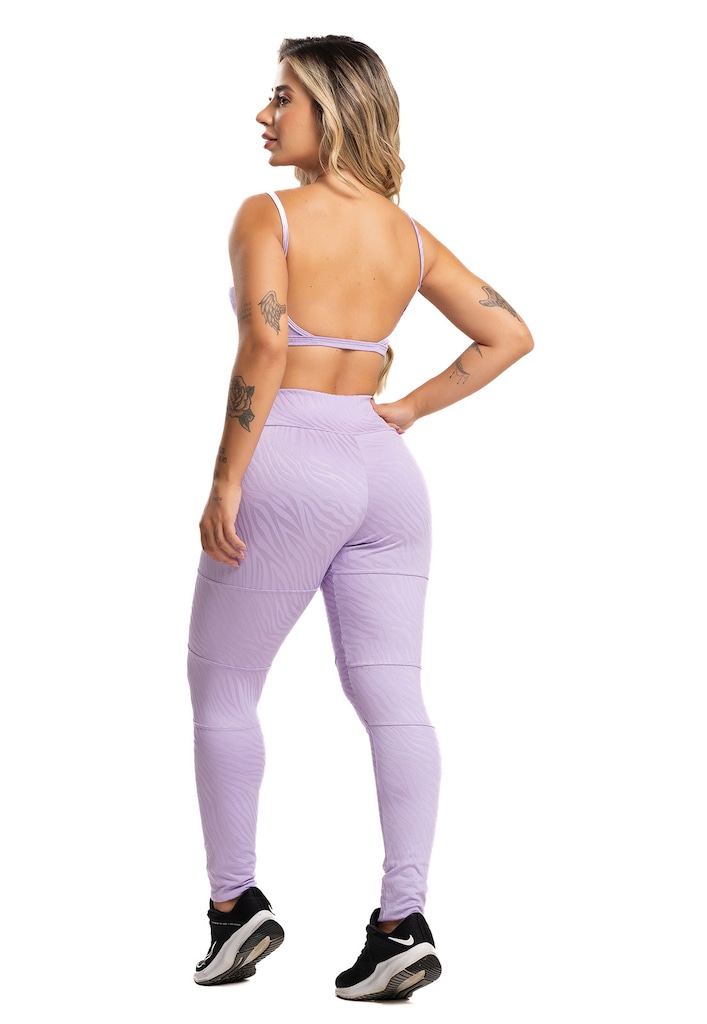 Imagem 5 do produto Calça Legging MVB Modas Cintura Alta Recortes Texturizada Jacquard Feminina