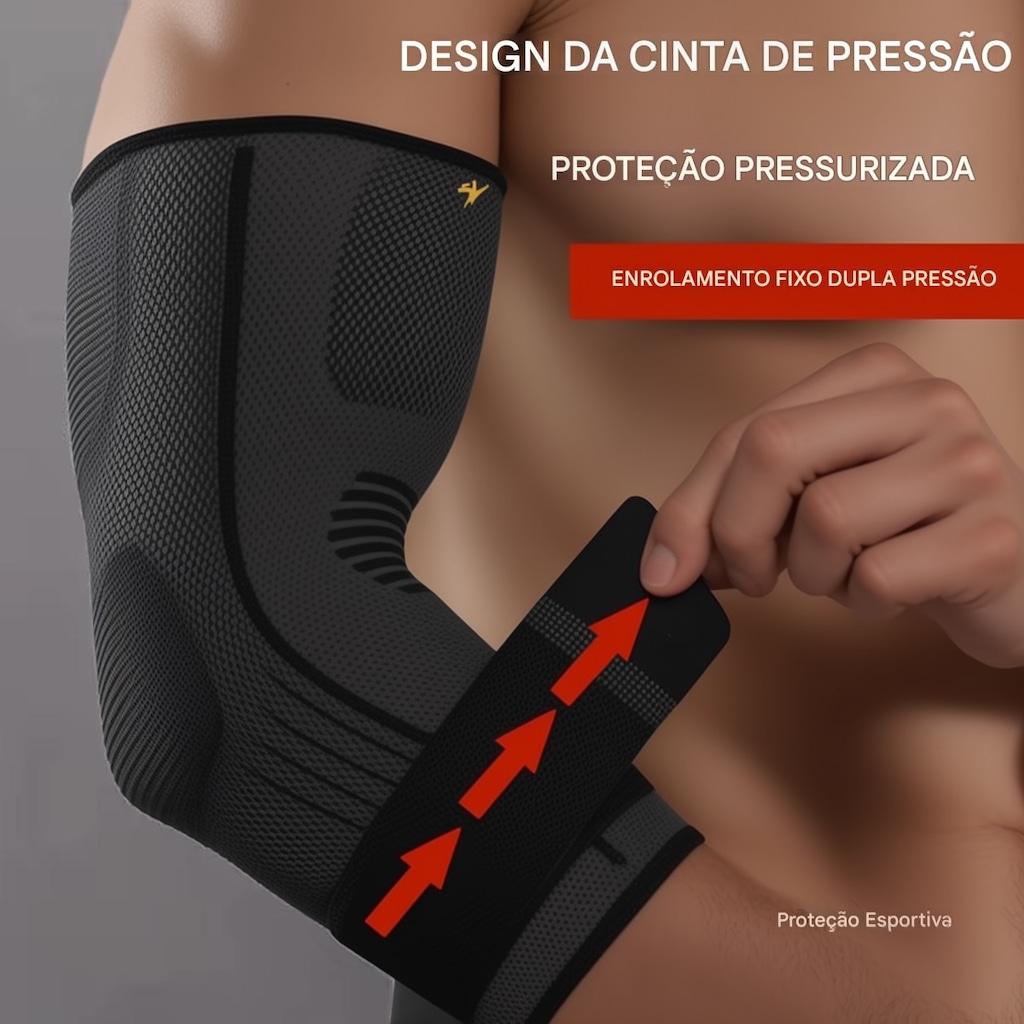 Imagem 4 do produto Cotoveleira Elástica Gold Sports 3D Premium Compressão Com Bandagem Ajustável - 1 unidade