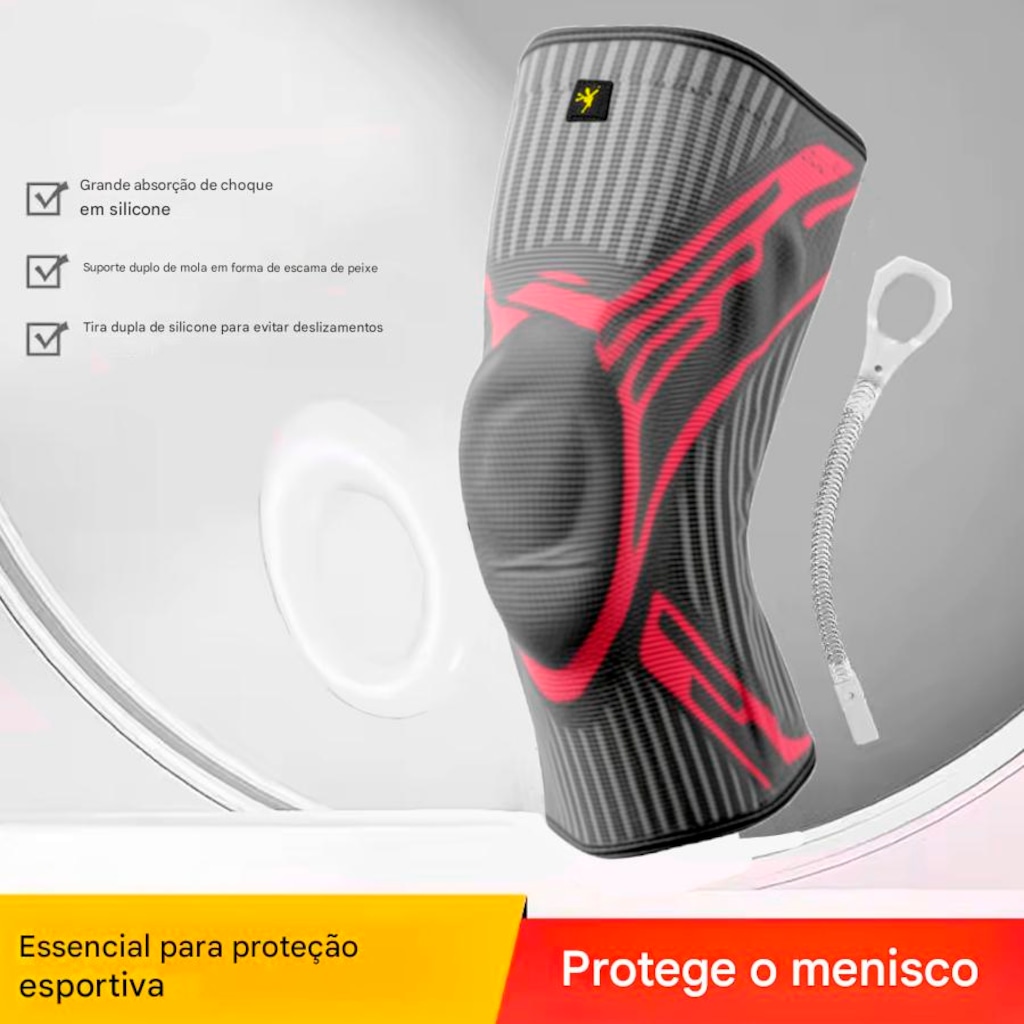 Imagem 2 do produto Joelheira Elástica Gold Sports Com Protetor de Patela e Suporte Lateral - 1 unidade