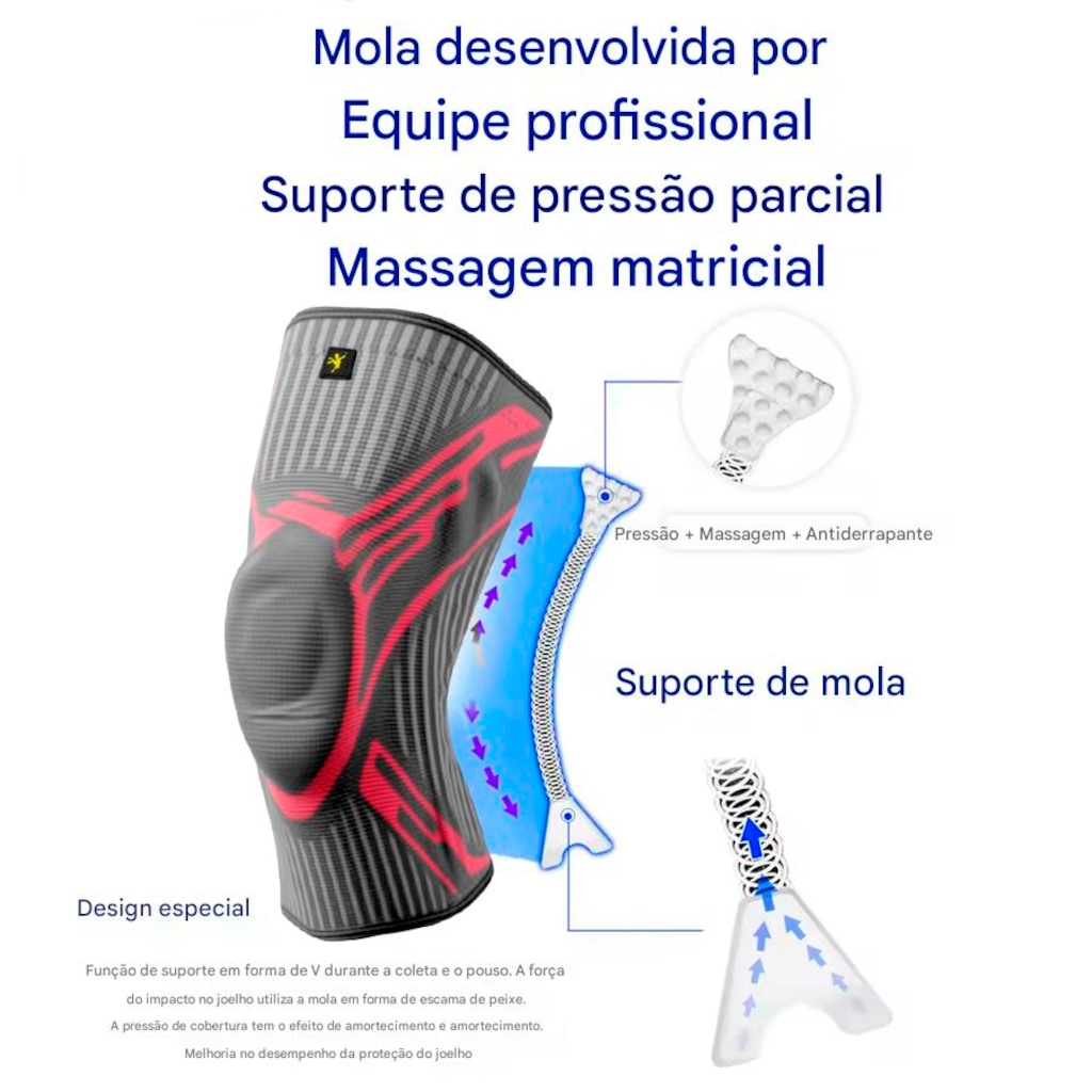 Imagem 4 do produto Joelheira Elástica Gold Sports Com Protetor de Patela e Suporte Lateral - 1 unidade