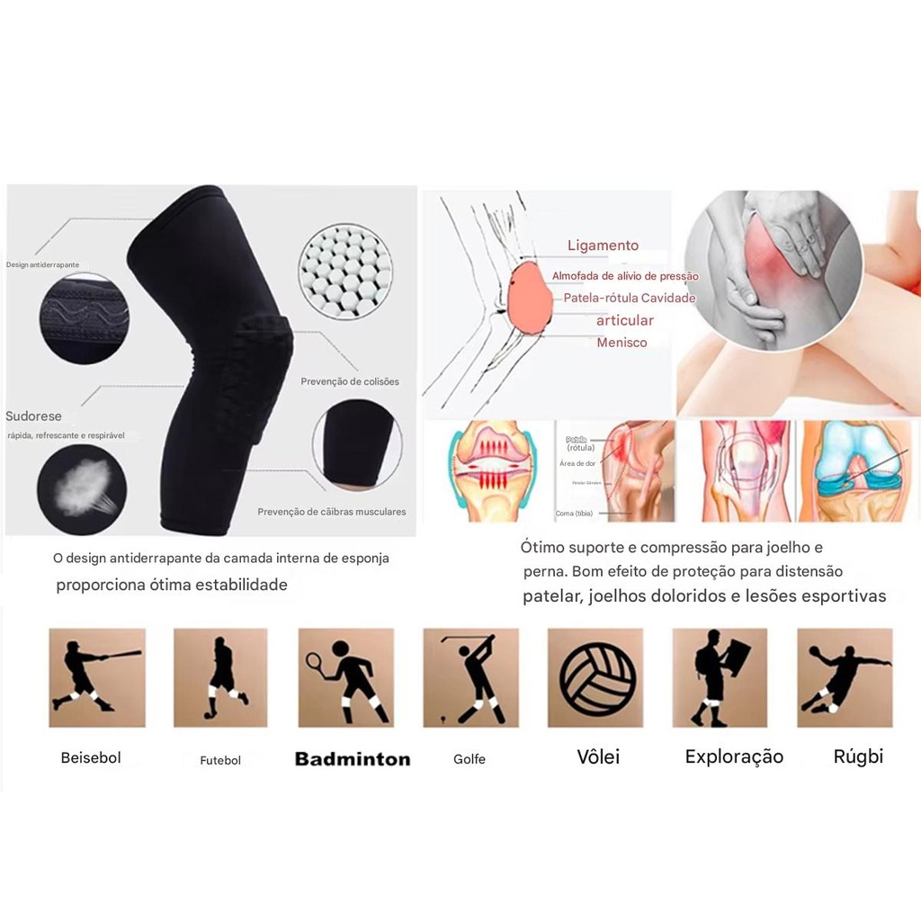 Imagem 4 do produto Joelheira Elástica Gold Sports Cube Anti Impacto