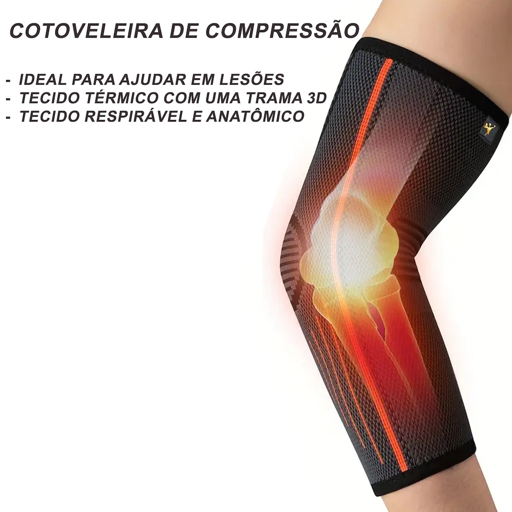 Imagem 3 do produto Cotoveleira Elástica Gold Sports 3D Pro De Compressão Térmica