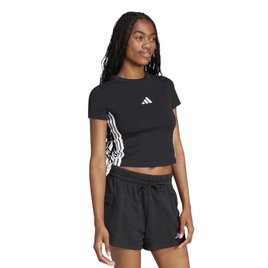 Imagem 3 do produto Camiseta adidas Essentials 3 Stripes Baby Look Feminina
