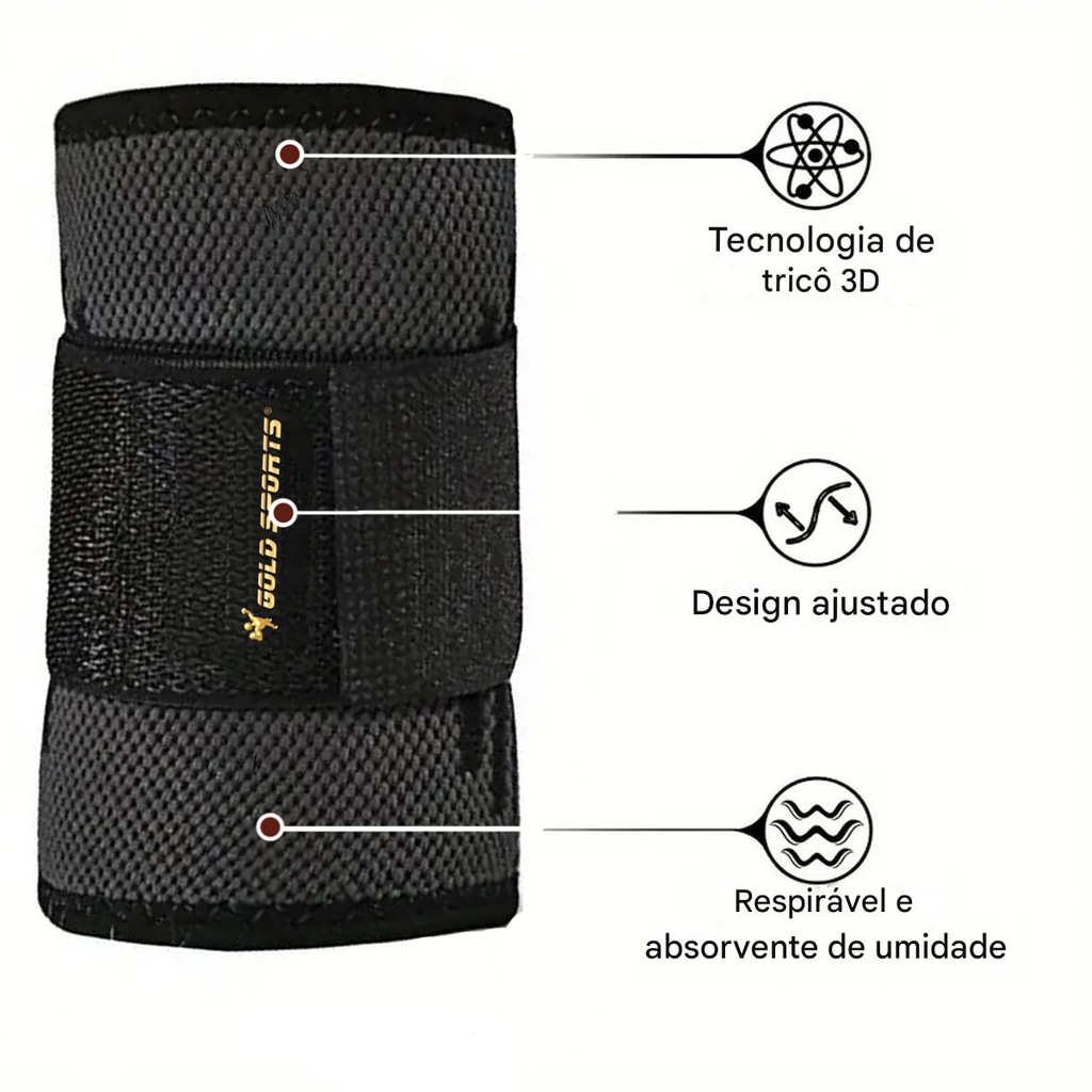 Imagem 2 do produto Munhequeira Elástica Gold Sports Pro de Compressão Térmica Com Bandagem