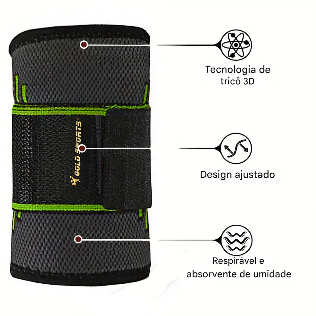 Imagem 3 do produto Munhequeira Elástica Gold Sports Pro de Compressão Térmica Com Bandagem