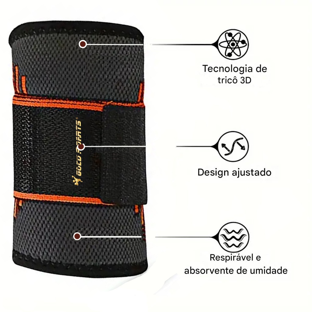Imagem 2 do produto Munhequeira Elástica Gold Sports Pro de Compressão Térmica Com Bandagem
