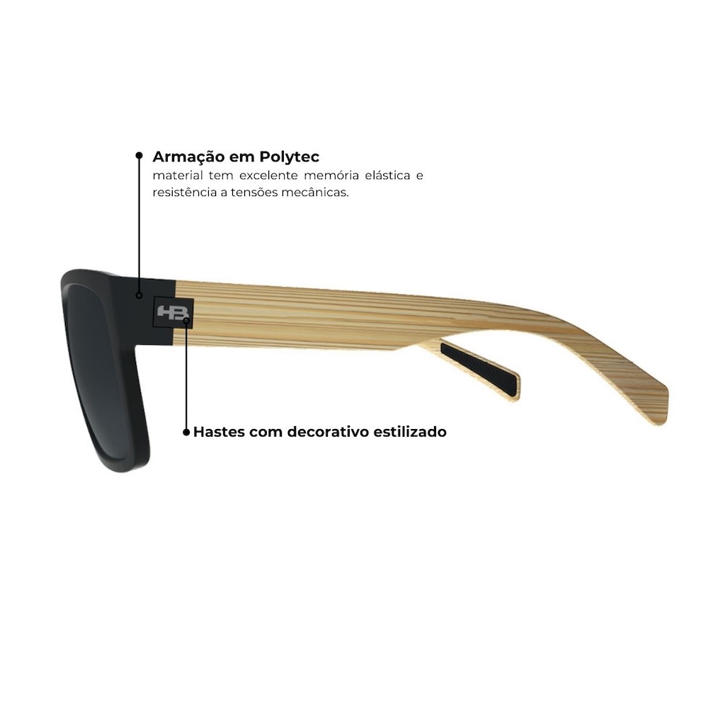 Imagem 3 do produto Óculos de Sol Unissex HB Would 2.0 Matte Black Wood
