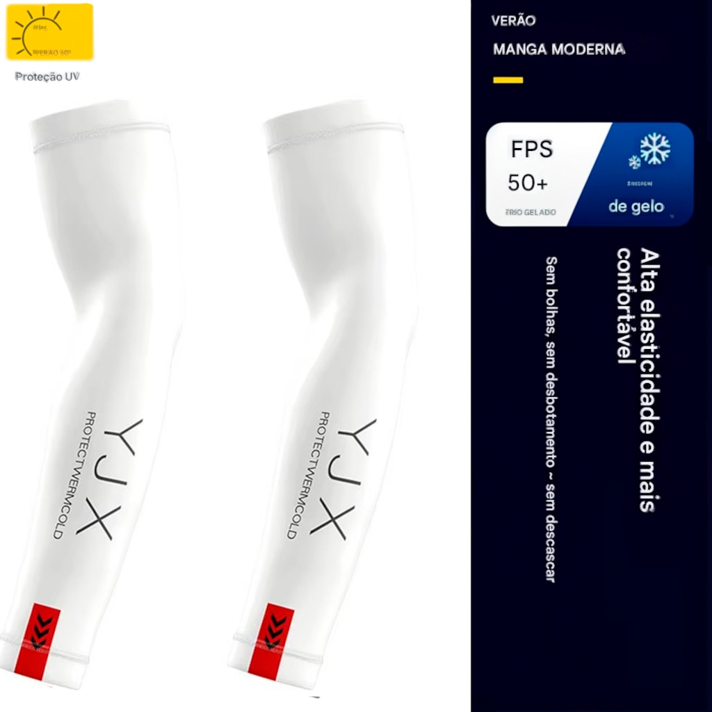 Imagem 2 do produto Manguito Longo Térmico e Compressão Gold Sports Adulto Dry YJX Proteção Solar Uv+50 - 2 pçs