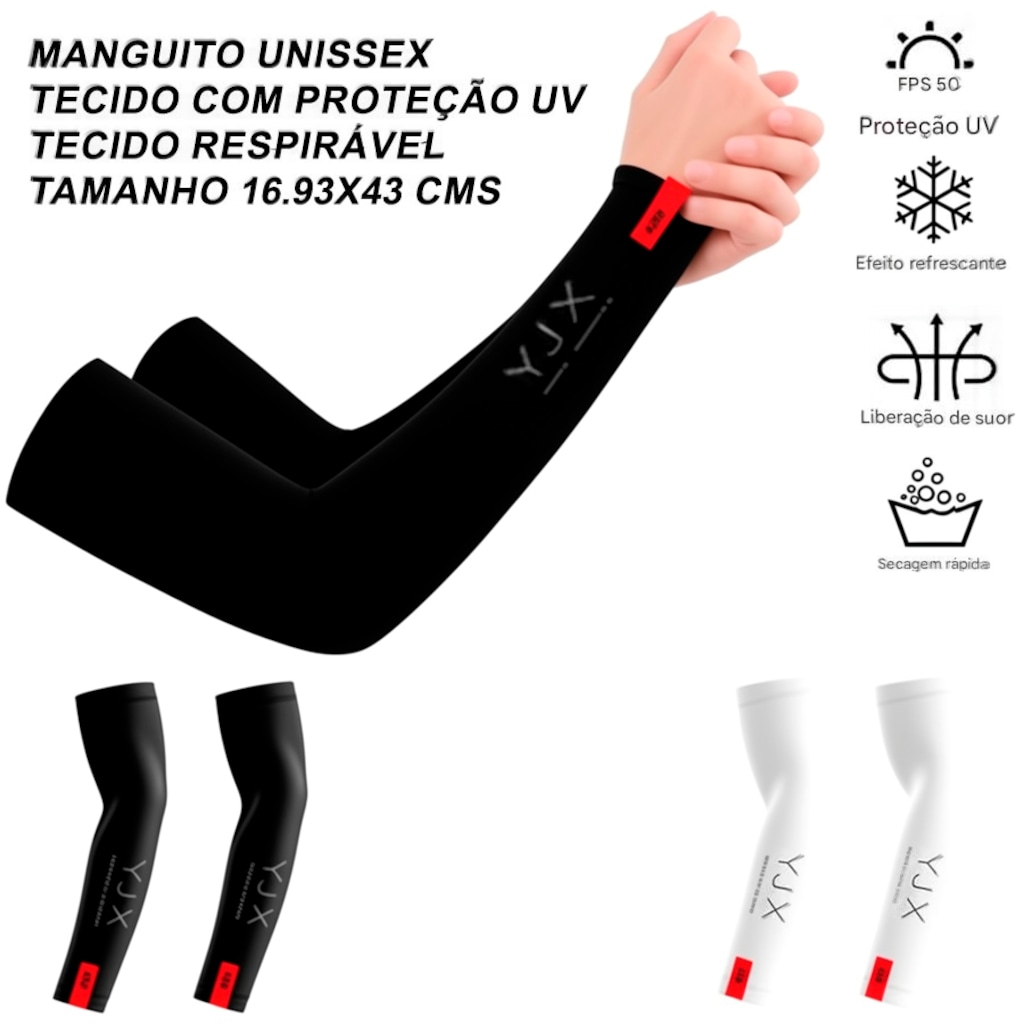 Imagem 3 do produto Manguito Longo Térmico e Compressão Gold Sports Adulto Dry YJX Proteção Solar Uv+50 - 2 pçs