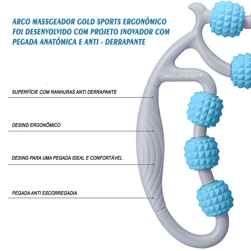 Imagem 2 do produto Arco Massageador Muscular Gold Sports Diamond Relaxante - Telescopico para Celulite