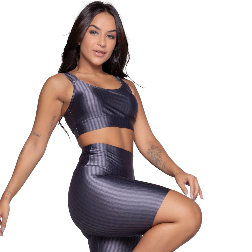 Imagem 2 do produto Conjunto Top e Bermuda New Zig 3D Vekyo Bojo Compressão Moda Fitness