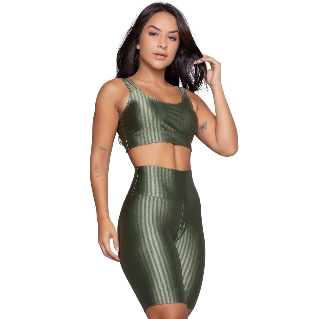 Imagem 2 do produto Conjunto Top e Bermuda New Zig 3D Vekyo Bojo Compressão Moda Fitness