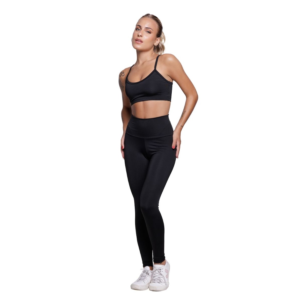 Imagem 2 do produto Conjunto Top Alça Fina e Calça Suplex Vekyo Moda Fitness Feminina