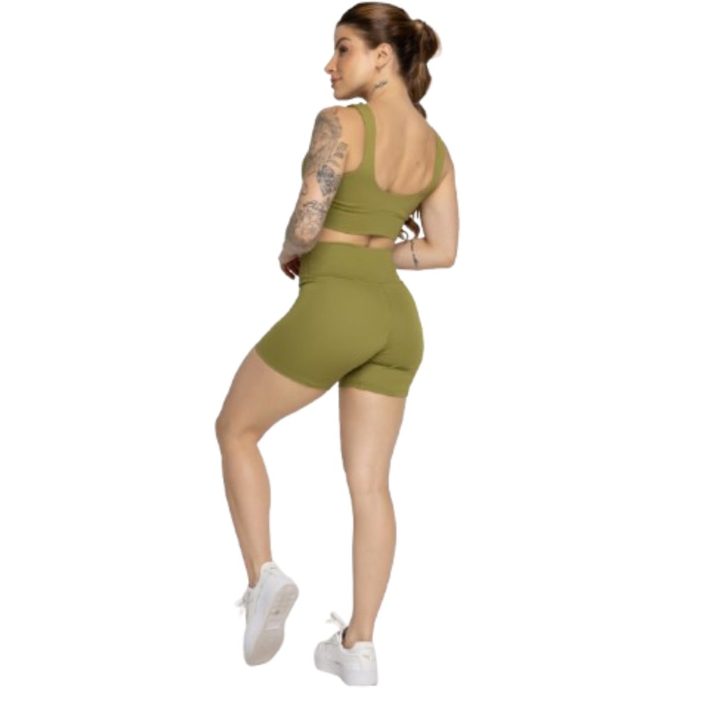 Imagem 3 do produto Conjunto Top Alça Grossa e Short Smart Vekyo Alta Compressão Treino Academia Moda Fitness