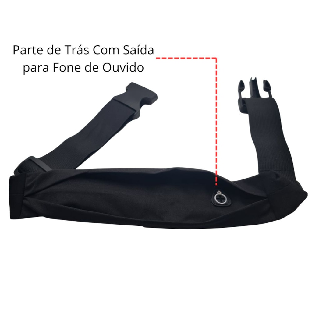Imagem 4 do produto Pochete Esportiva Corrida Slim TJK Impermeável Ajuste na Cintura Saída para Fone de Ouvido