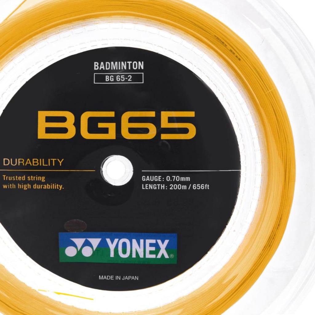 Imagem 2 do produto Corda Yonex BG-65 Para Badminton 0.70mm - Rolo com 200 Metros