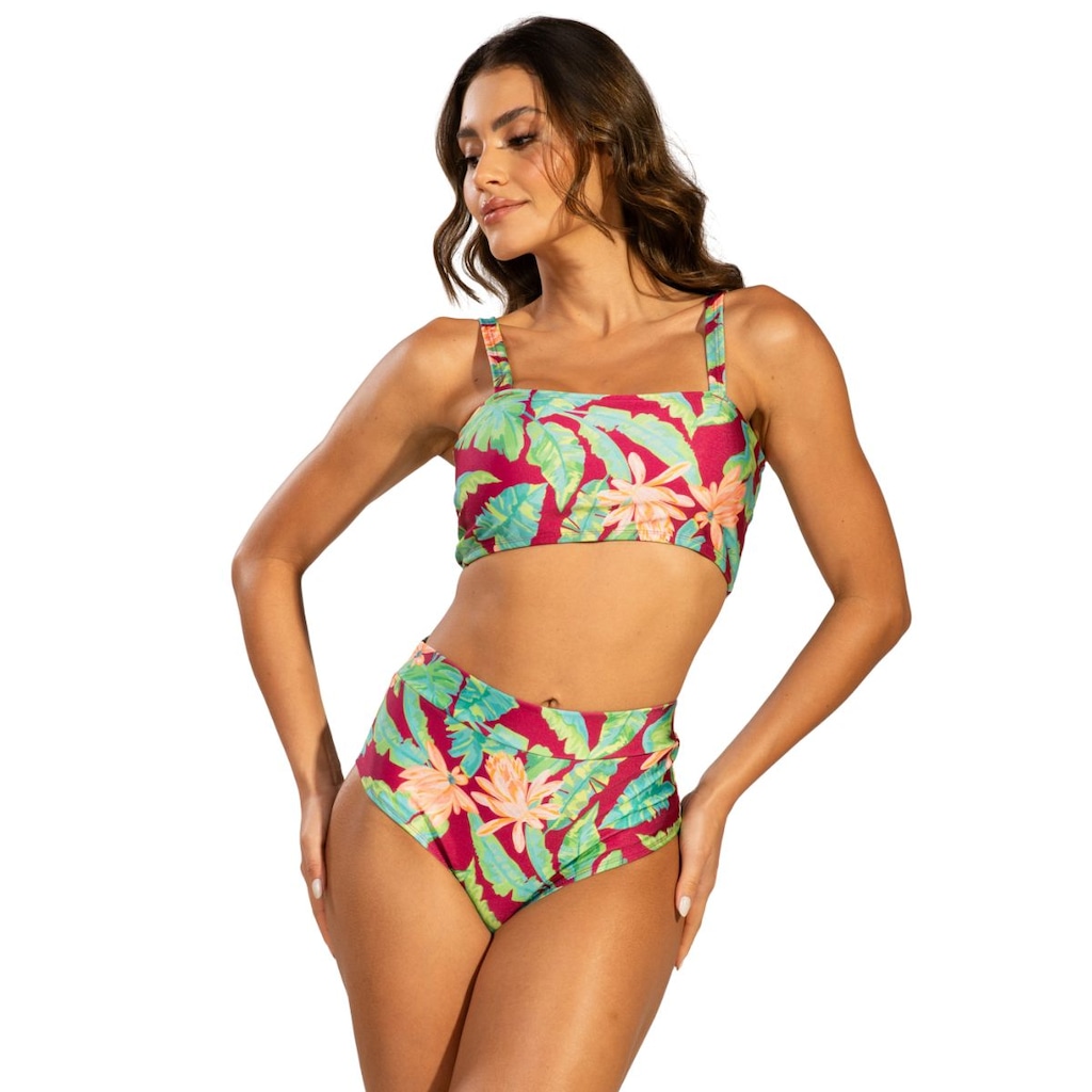 Imagem 2 do produto Biquíni Top Faixa Estampado Vekyo Hot Pants Roupa Para Piscina Moda Praia Feminina