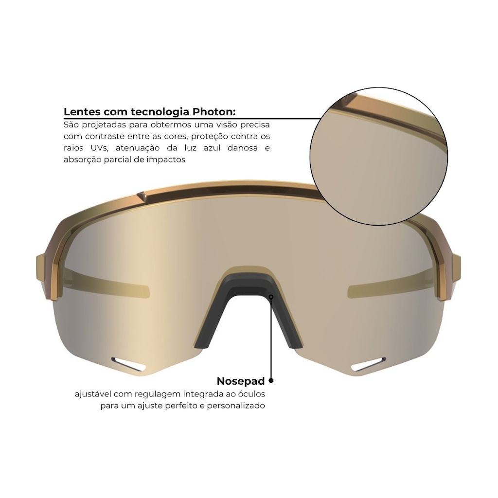 Imagem 2 do produto Óculos de sol esportivo HB Edge R performance Gold espelhado