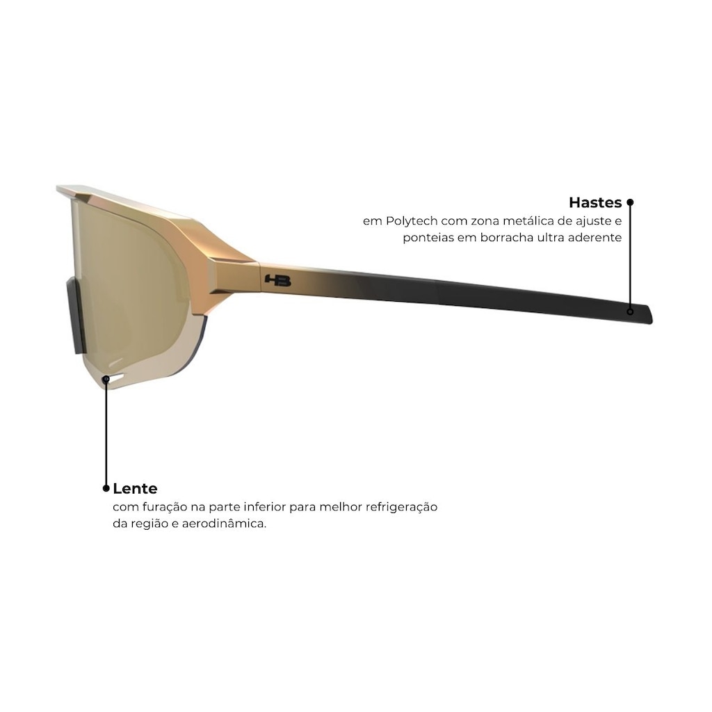 Imagem 3 do produto Óculos de sol esportivo HB Edge R performance Gold espelhado