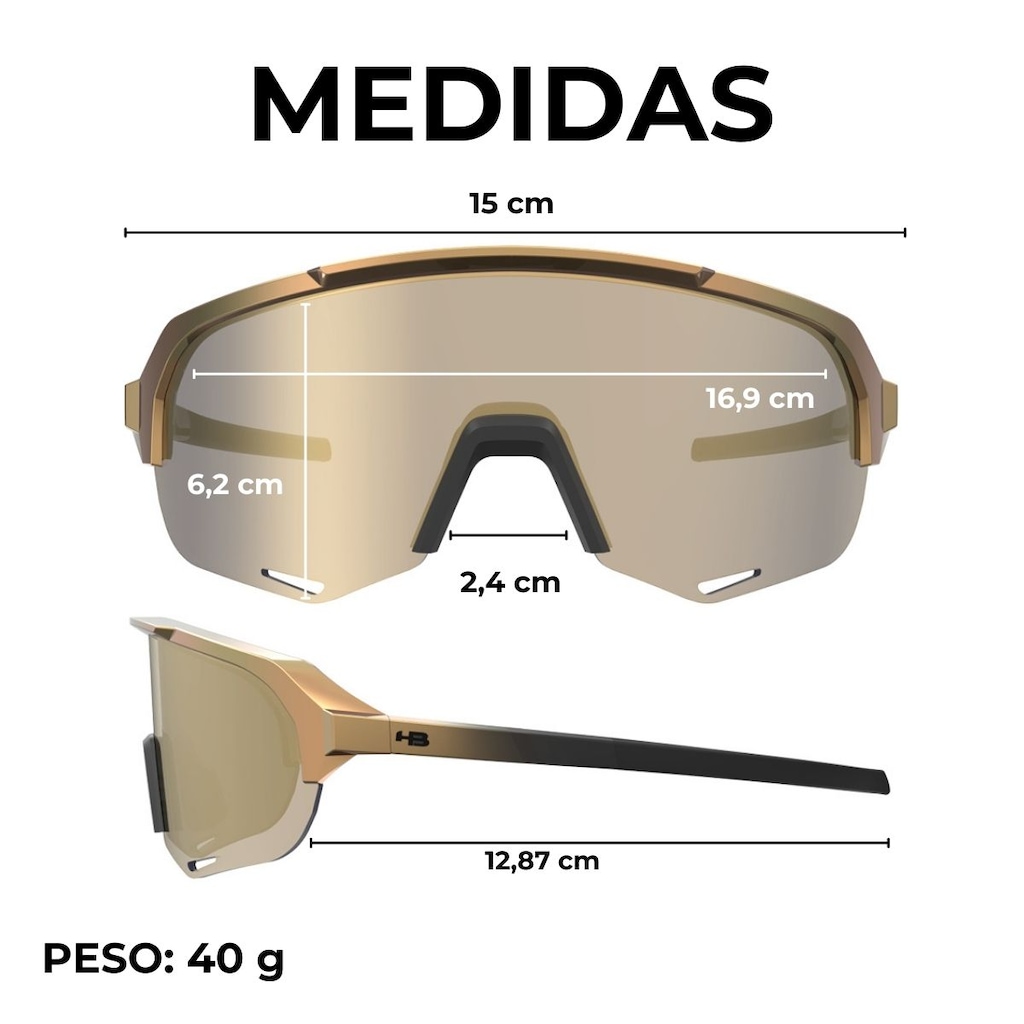 Imagem 5 do produto Óculos de sol esportivo HB Edge R performance Gold espelhado