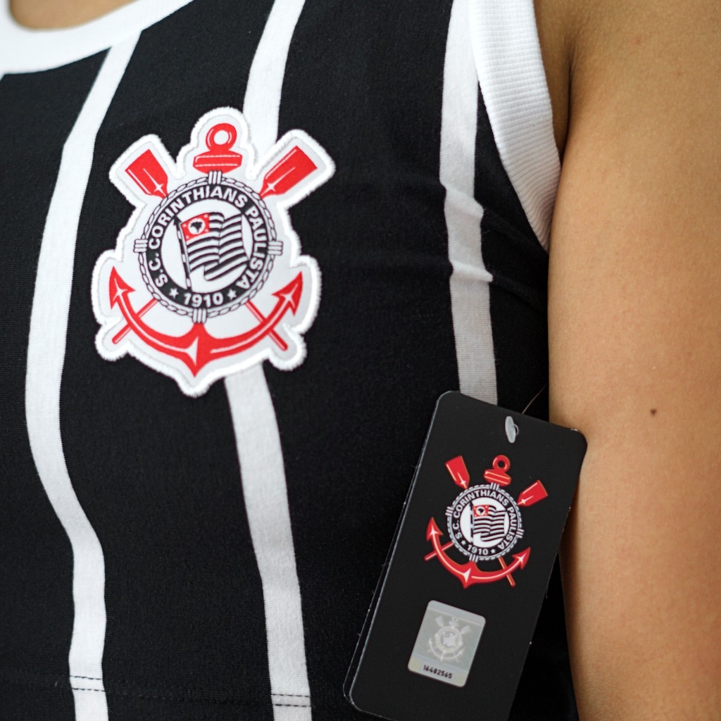 Imagem 3 do produto Cropped Do Corinthians Bordado Listrado Coimbra - Feminino