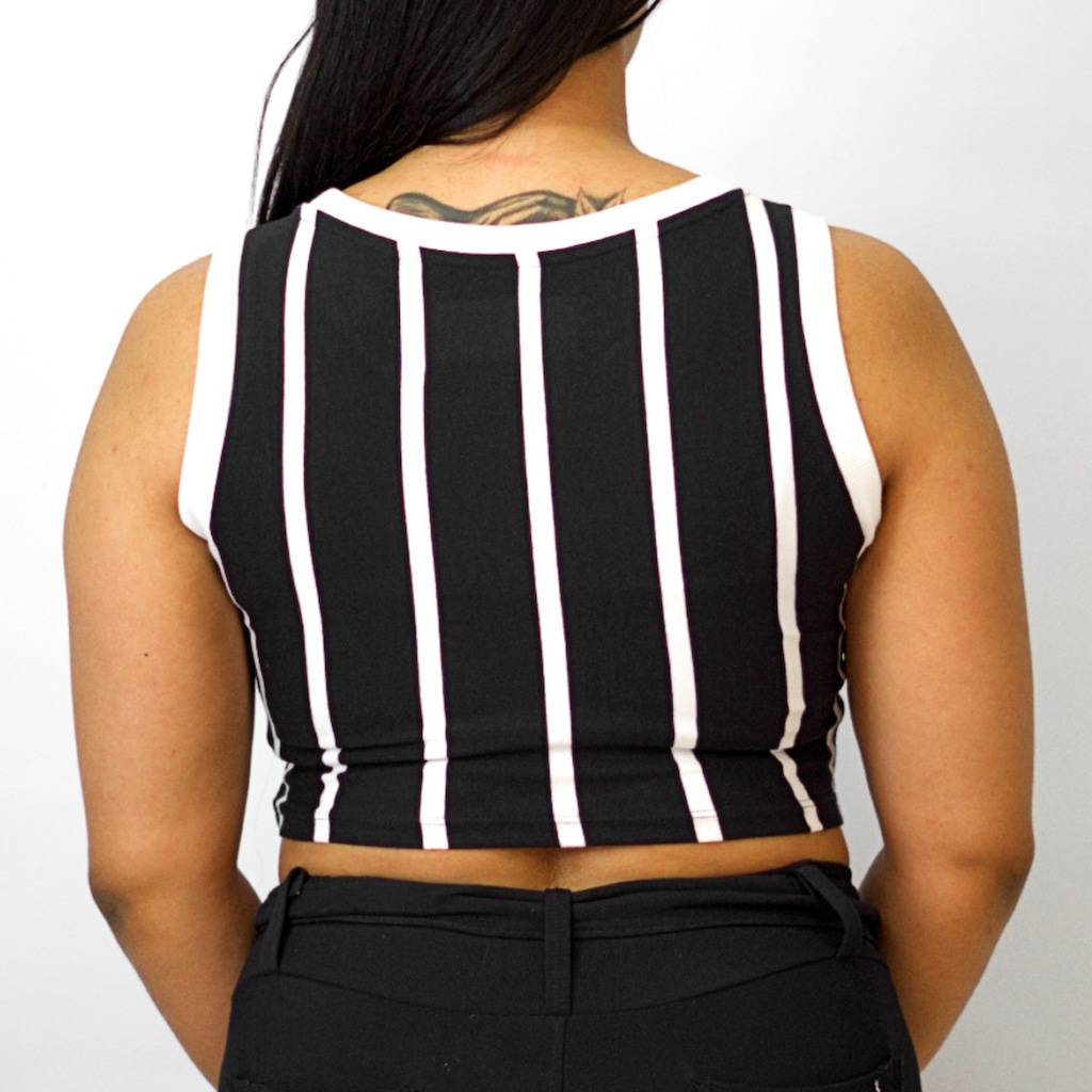 Imagem 4 do produto Cropped Do Corinthians Bordado Listrado Coimbra - Feminino