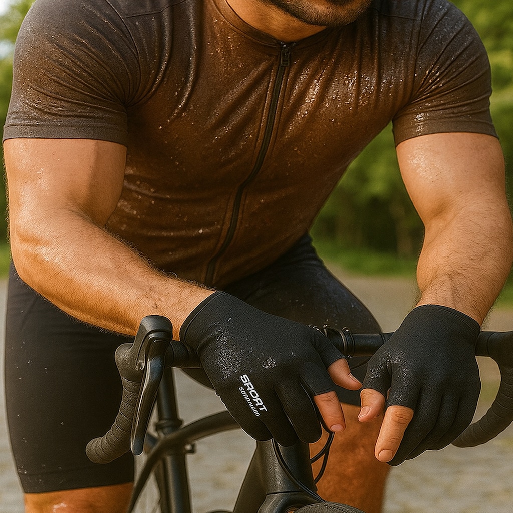 Imagem 3 do produto Luvas Gold Sports de Ciclismo Extrreme Halffinger de Seda Ice
