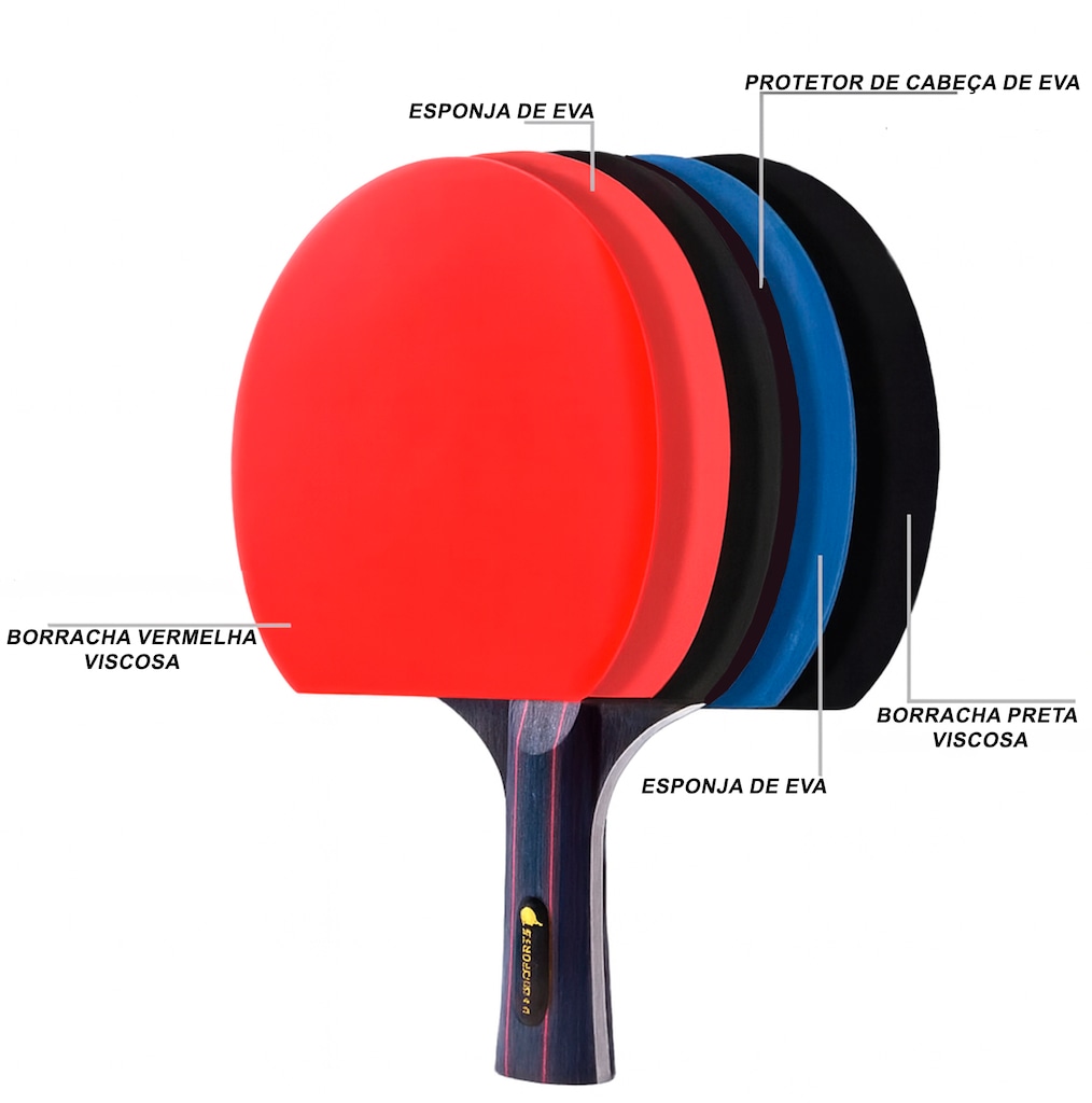 Imagem 3 do produto Kit Tênis de Mesa Gold Sports Titan 2 Raq 5 Estrelas e 6 Bolas + Bolsa para Transportar