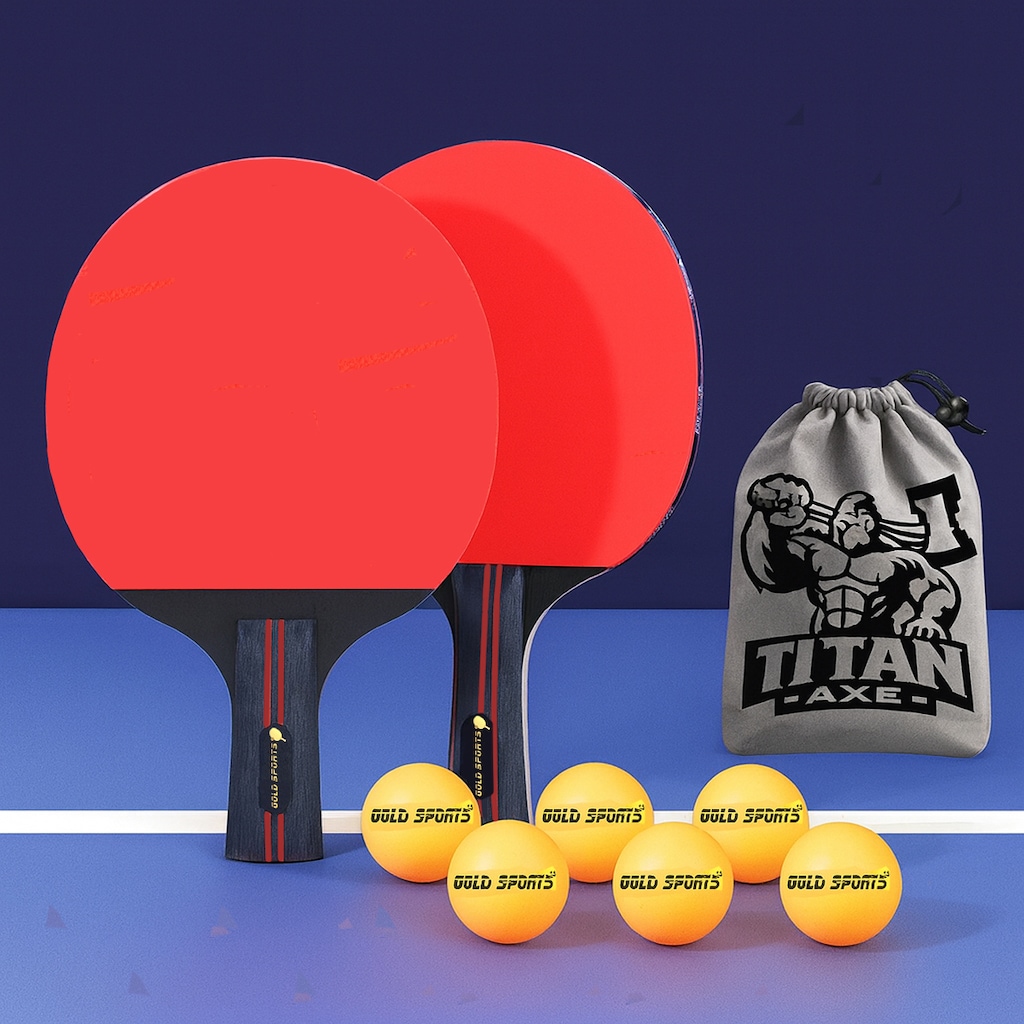 Imagem 4 do produto Kit Tênis de Mesa Gold Sports Titan 2 Raq 5 Estrelas e 6 Bolas + Bolsa para Transportar