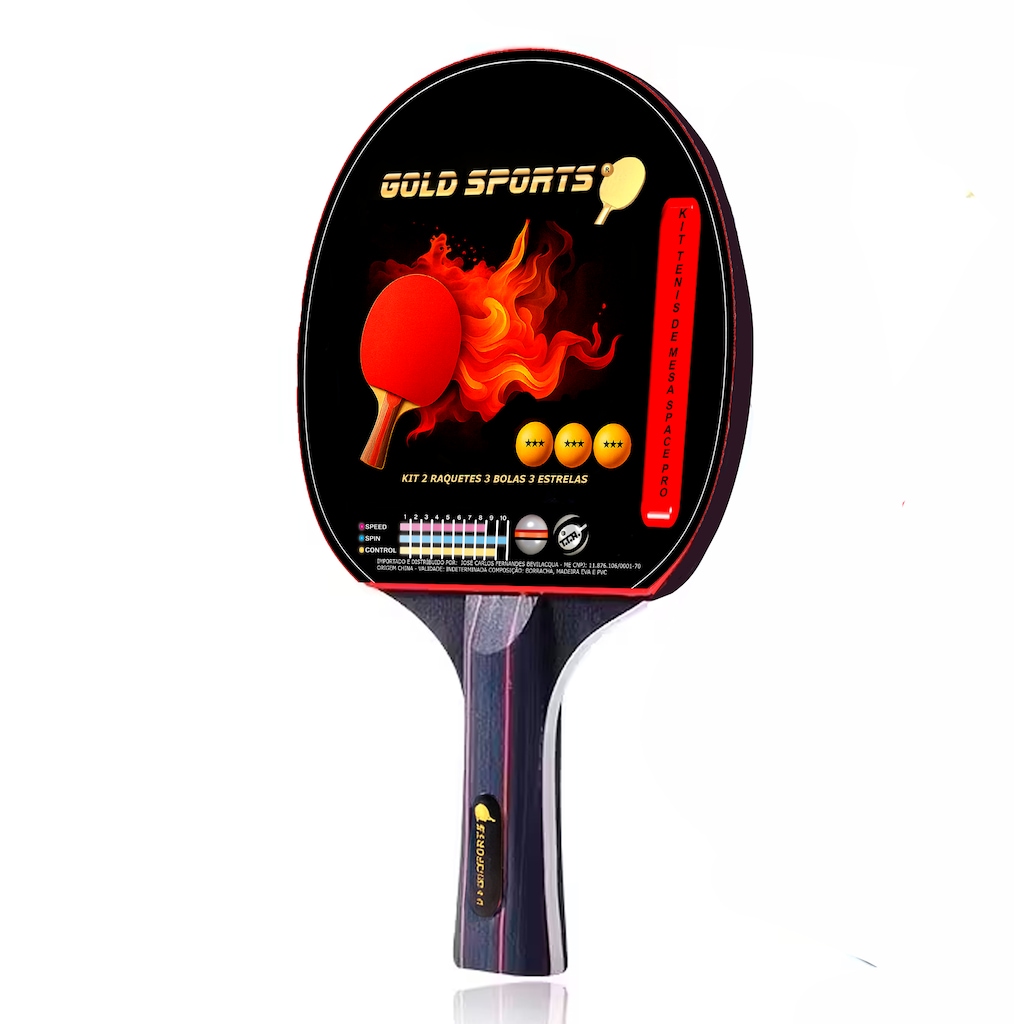 Imagem 2 do produto Kit Tênis de Mesa Gold Sports Space 2 Raq 6 Estrelas e 3 Bolas 3 Estrelas com Capa