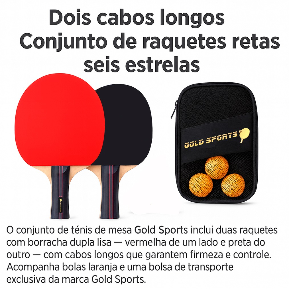 Imagem 5 do produto Kit Tênis de Mesa Gold Sports Space 2 Raq 6 Estrelas e 3 Bolas 3 Estrelas com Capa
