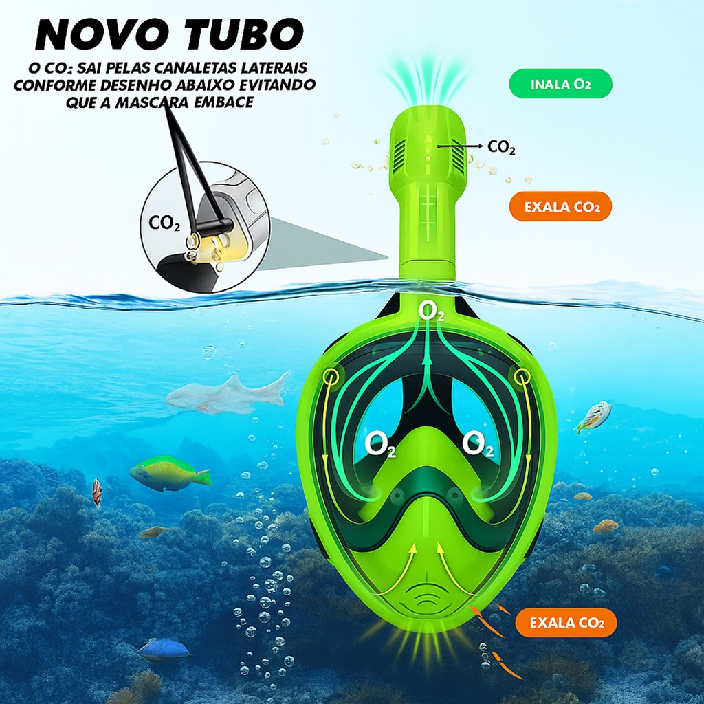 Imagem 3 do produto Máscara Subaquática de Mergulho Gold Sports Racer Full Face com Snorkel