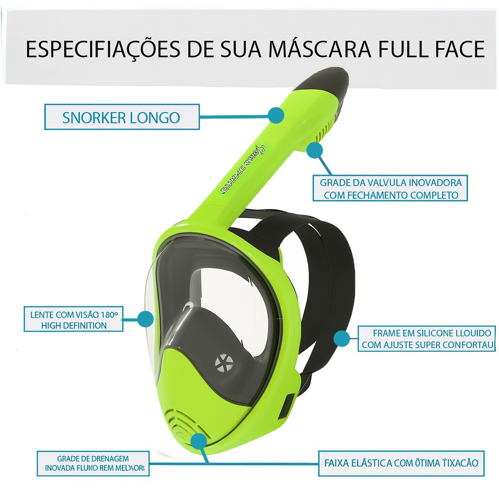 Imagem 4 do produto Máscara Subaquática de Mergulho Gold Sports Racer Full Face com Snorkel