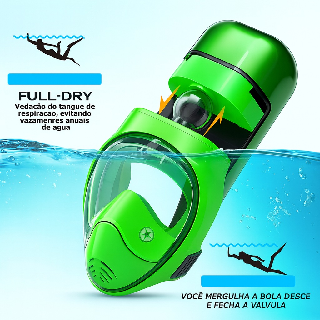 Imagem 5 do produto Máscara Subaquática de Mergulho Gold Sports Racer Full Face com Snorkel