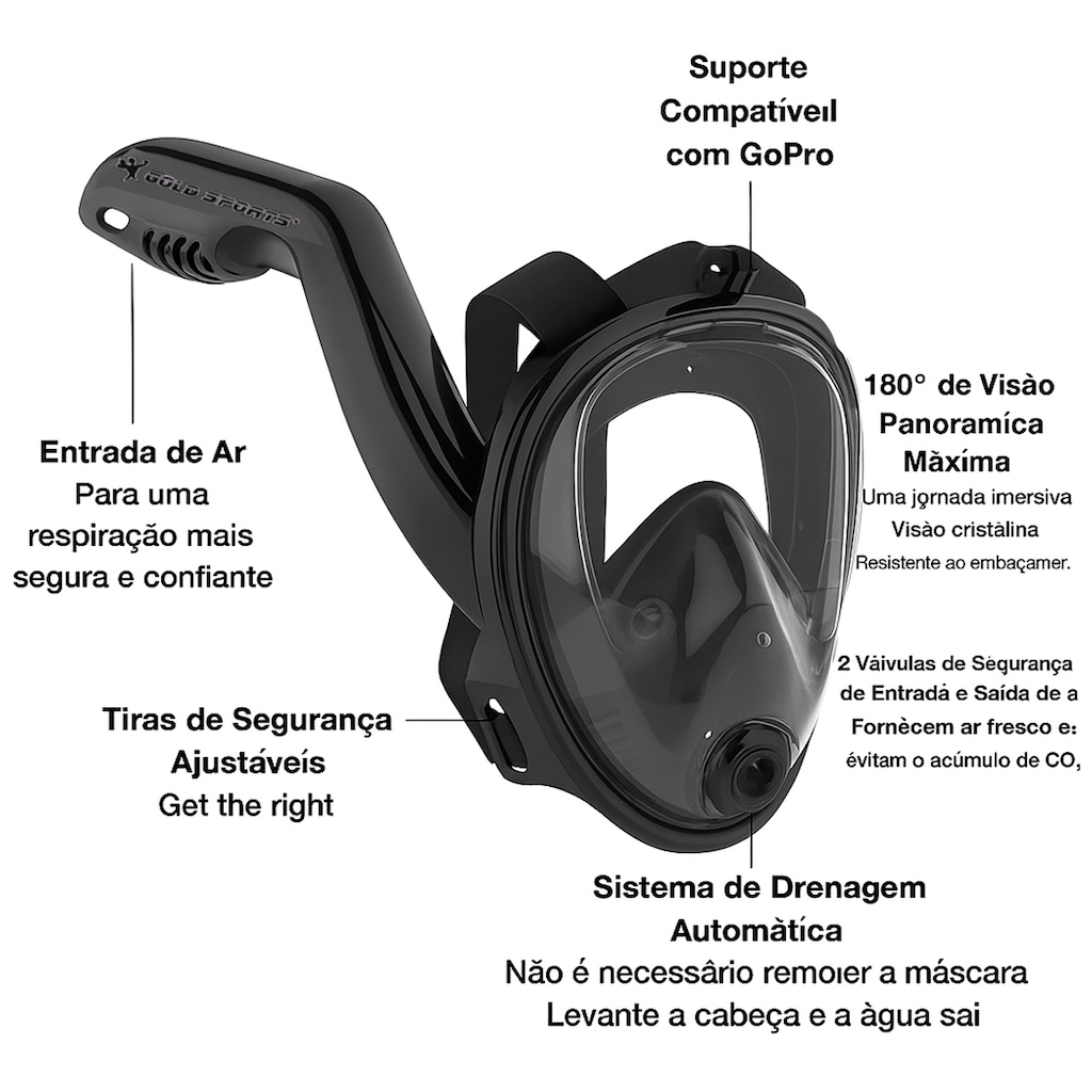 Imagem 2 do produto Máscara Subaquática de Mergulho Gold Sports New Space com Snorkel