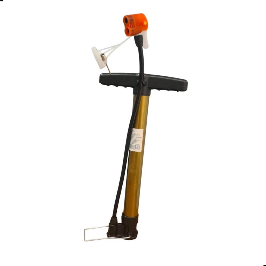 Imagem 3 do produto Bomba de Ar Manual DK para Bicicleta com Agulha e Adaptadores Enche Bola Pneu e Infláveis