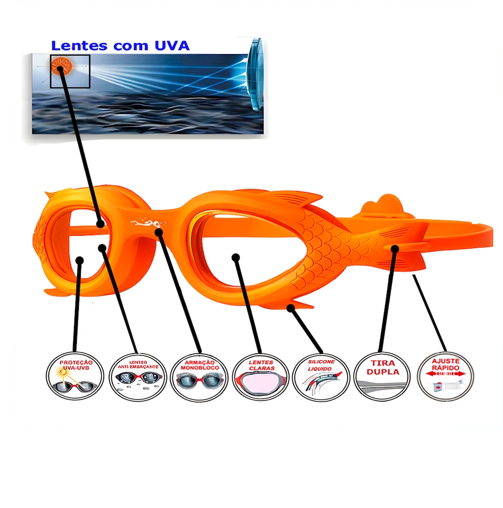 Imagem 2 do produto Óculos de Natação Gold Sports Little Fashion Fish High Definition 7,0