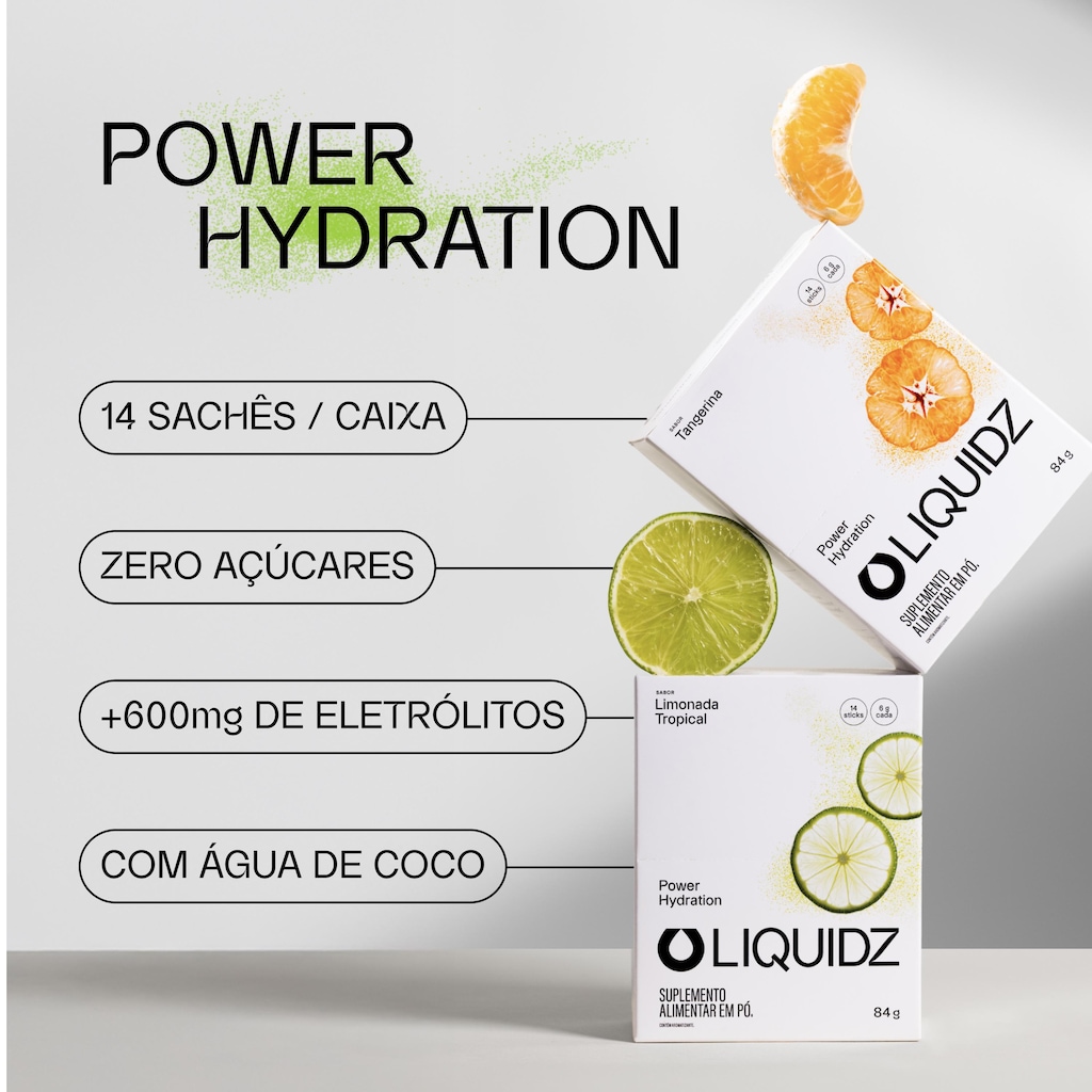 Imagem 4 do produto Eletrólitos LIQUIDZ® Zero Açúcares - Sabor Limonada Tropical - Kit 1 Caixa c/ 6 sachês