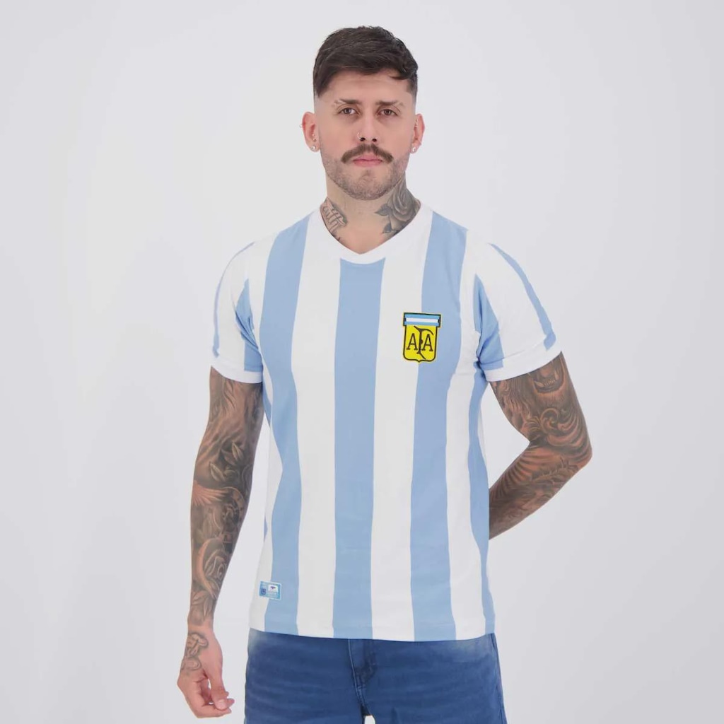 Imagem 2 do produto Camisa Argentina Retrô 1978 Listrada Masculina