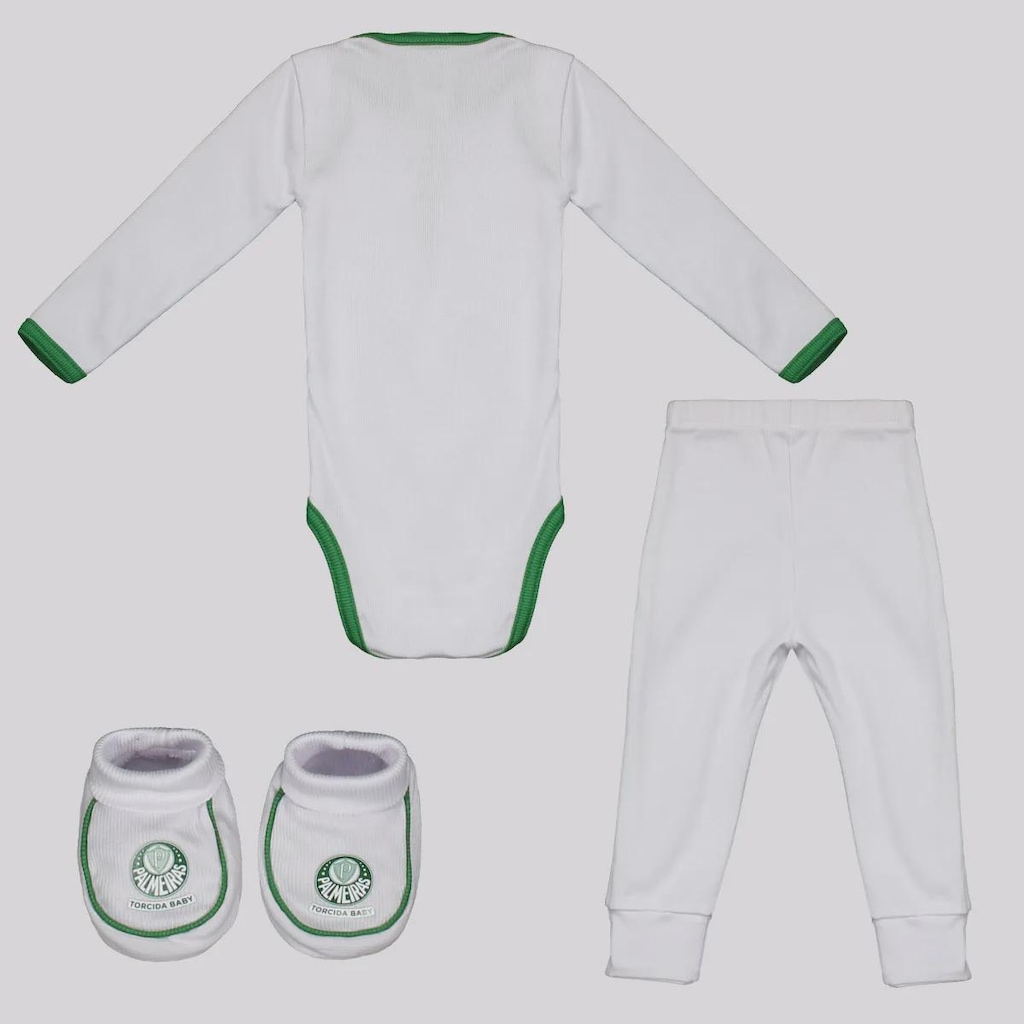 Imagem 2 do produto Kit Body Longo Calça e Pantufa Infantil Palmeiras